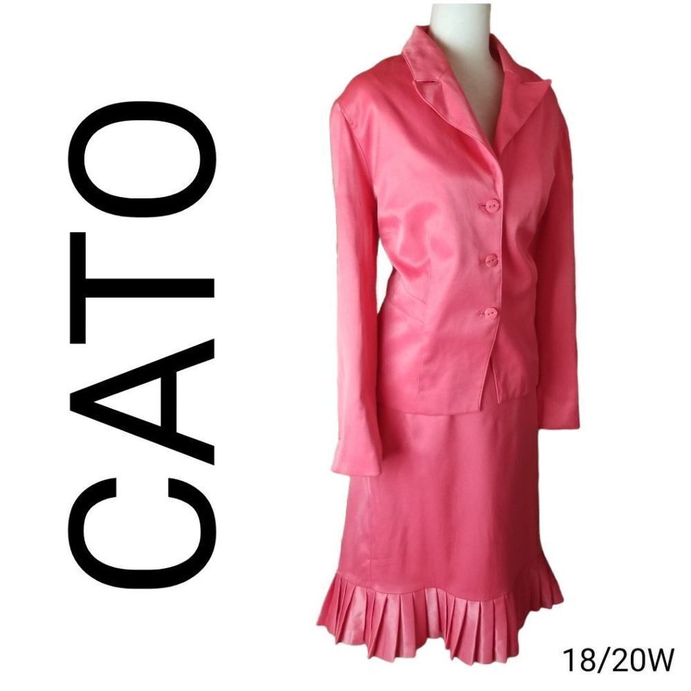 Cato Pink Trumpet Suit ,Knee-Length Pleated Skirt